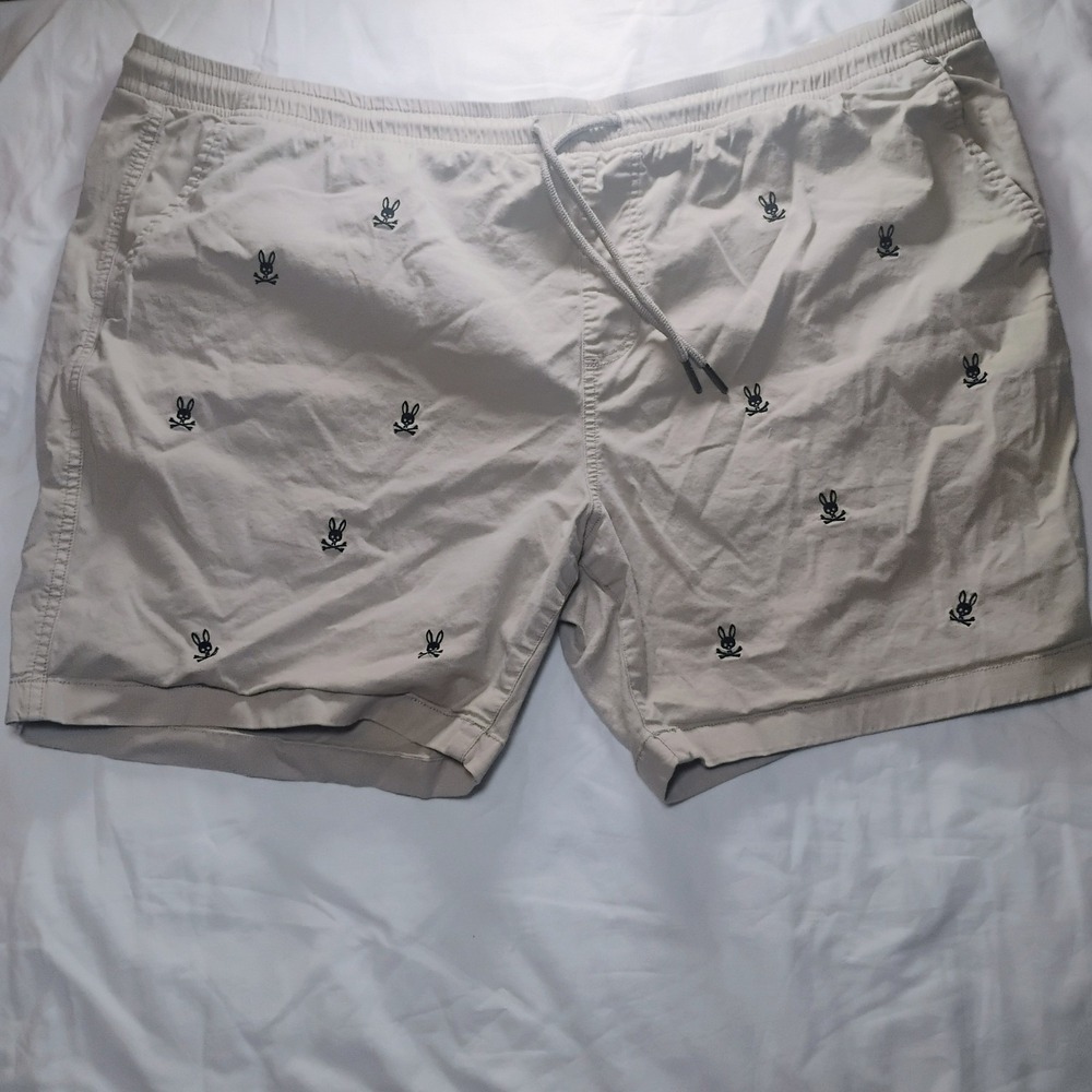 Psycho Bunny Men's Isles Embro Stretch Waist Chino Shorts Sandstone Sz XXL (3XL)